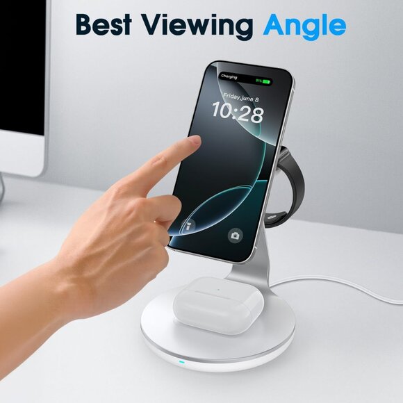 3-in-1 Charging Station Compatible with MagSafe for iPhone 16/15/14/13/12, Wirel - Picture 3 of 6
